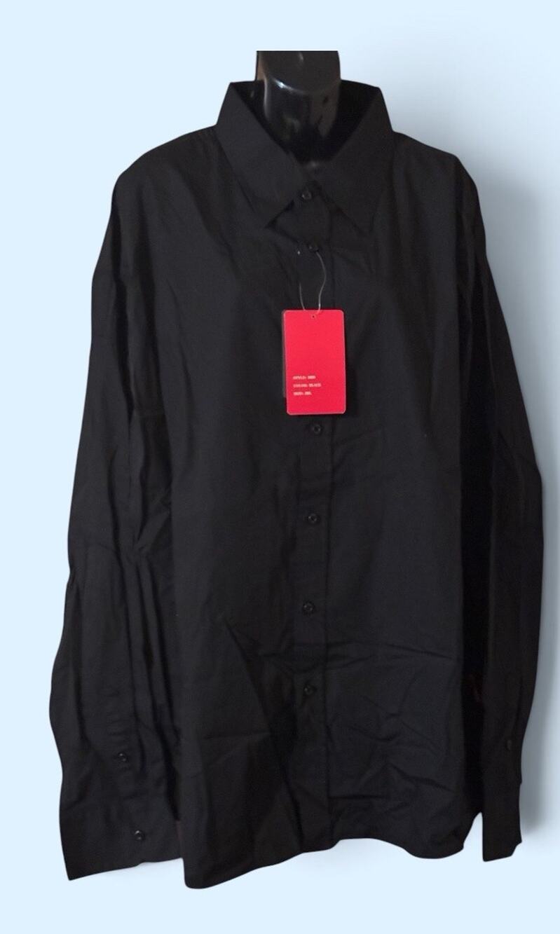 Koman Sport Men Collar shirt size 3XL long sleeve button Black Casual Business